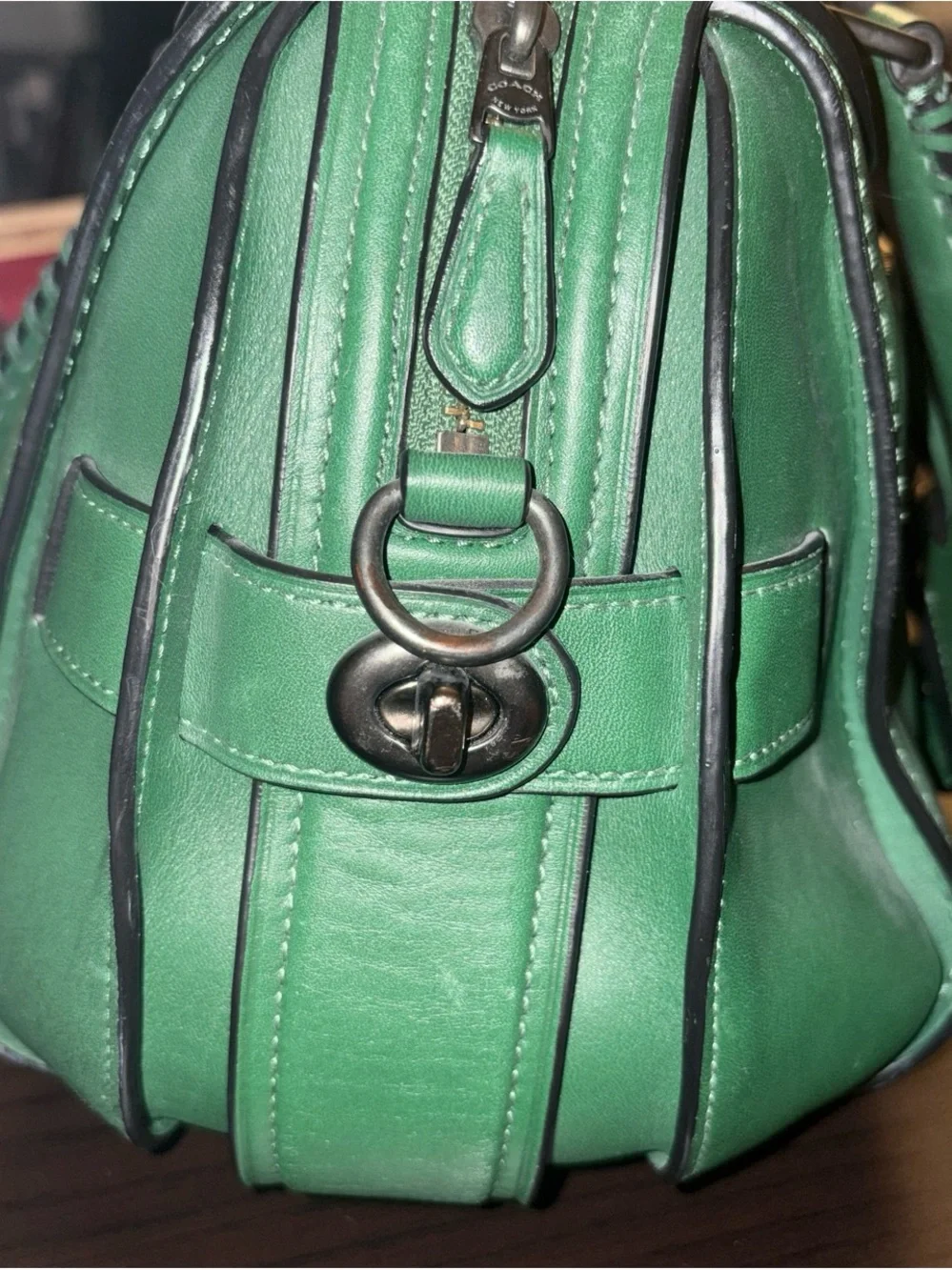 Green Leather Top-Handle Satchel - Women Bags